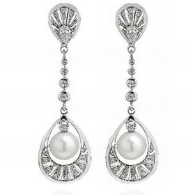 Foto de 38-3862B - PENDIENTES PERLA CIRCONITA 48MM O.B. 18K