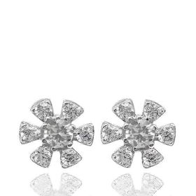 Foto de 40-7403B - PENDIENTES FLOR CIRCONITA 8.5MM O.B. 18K