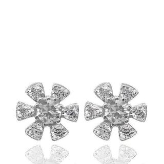 Foto de 40-7403B - PENDIENTES FLOR CIRCONITA 8.5MM O.B. 18K