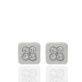 Foto de 51-1627B - PENDIENTES CUADRADOS CIRCONITA 4MM O.B. 18K