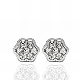 Foto de 51-2012125 - PENDIENTES FLOR CIRCONITA 4MM O.B. 18K