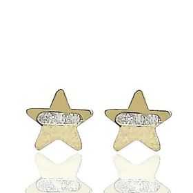 Foto de 99-PT818 - PENDIENTES ESTRELLA CIRCONITA MATE-BRILLO 5.5MM 18K