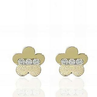 Foto de 99-PT823 - PENDIENTES FLOR CIRCONITA MATE-BRILLO 5MM 18K