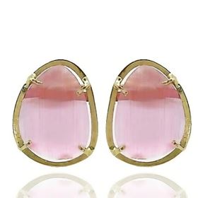 Foto de 99-PT641F - PENDIENTES PIEDRA FUCSIA 14MM 18K