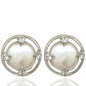 Foto de 71-3445B - PENDIENTES PERLA CIRCONITA 13MM O.B. 18K