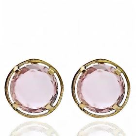 Foto de 71-4443R - PENDIENTES PIEDRA ROSA 10MM 18K