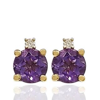 Foto de 71-11999A - PENDIENTES PIEDRAS COLOR SEMIPRECIOSA AMATISTA 7MM 18K