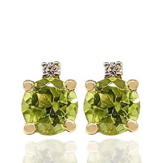 Foto de 71-11999V - PENDIENTES PIEDRAS COLOR SEMIPRECIOSA VERDE PERIDOTO 7MM 18K