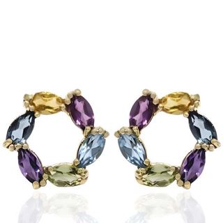 Foto de 71-12450P - PENDIENTES PIEDRAS COLOR 10MM PRESIÓN 18K 