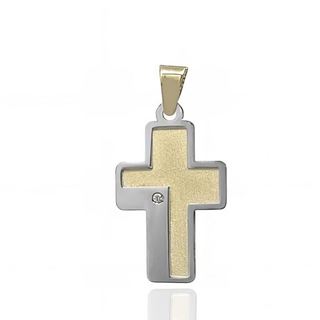 Foto de 75-21233 - CRUZ BRILLANTE BICOLOR 16MM 18K 