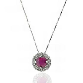 Foto de 90-6039CR - GARGANTILLA "NETO" BRILLANTE 0.06 KTES. RUBÍ O.B. 7MM 18K