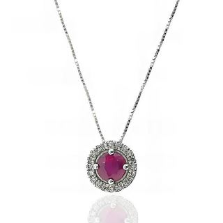 Foto de 90-6039CR - GARGANTILLA "NETO" BRILLANTE 0.06 KTES. RUBÍ O.B. 7MM 18K