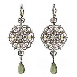 Foto de 32-0533P - *OFERTA* PENDIENTES PLATA PIEDRAS COLOR COBRE 80MM