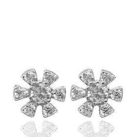 Foto de 40-7403B - PENDIENTES FLOR CIRCONITA 8.5MM O.B. 18K