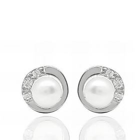 Foto de 62-001B - PENDIENTES "NETO" PERLA BRILLANTE 6MM O.B. 18K