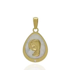 Foto de 51-1648000 - MEDALLA VIRGEN NIÑA NÁCAR CIRCONITA 15MM 18K