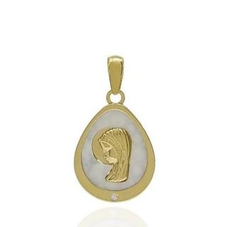 Foto de 51-1648000 - MEDALLA VIRGEN NIÑA NÁCAR CIRCONITA 15MM 18K