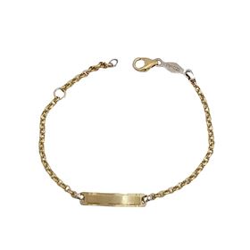 Foto de 04-699 - PULSERA BEBÉ PLACA BICOLOR (PLACA 3.7X18MM) 14CM (ANILLA A 2CM) (1,85gr) 18K