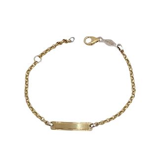 Foto de 04-699 - PULSERA BEBÉ PLACA BICOLOR (PLACA 3.7X18MM) 14CM (ANILLA A 2CM) (1,85gr) 18K