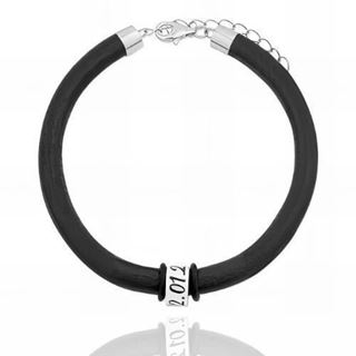 Foto de 18-AG420657 - PULSERA PLATA CUERO NEGRO PERSONALIZABLE 9MM 19.5CM 