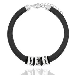 Foto de 18-AG420661 - PULSERA PLATA CUERO NEGRO NOMBRES 9MM
