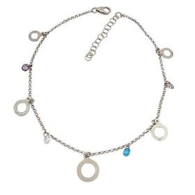 Foto de 29-46528 - *OFERTA* TOBILLERA PLATA PIEDRAS COLOR 22.5CM (ALARGADOR 4CM)