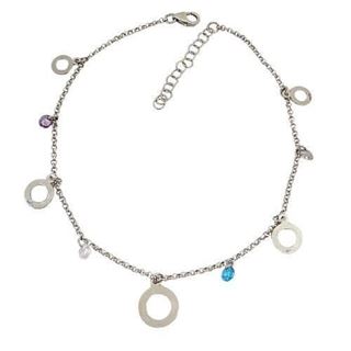 Foto de 29-46528 - *OFERTA* TOBILLERA PLATA PIEDRAS COLOR 22.5CM (ALARGADOR 4CM)