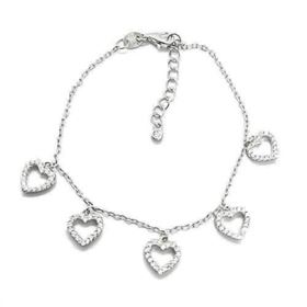 Foto de 25-0420 - PULSERA PLATA CORAZONES CIRCONITA 8MM 15.5CM (ALARGADOR 3.5CM)