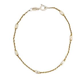 Foto de 20-R35D - PULSERA PLATA PEPITAS LAPIDADAS DORADA 3MM 18CM