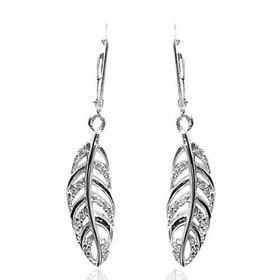 Foto de 38-154P - *OFERTA* PENDIENTES PLATA PLUMA CIRCONITA 38MM