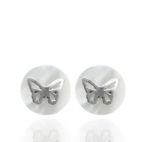 Foto de 29-30019926 - *OFERTA* PENDIENTES PLATA NÁCAR MARIPOSA 9MM