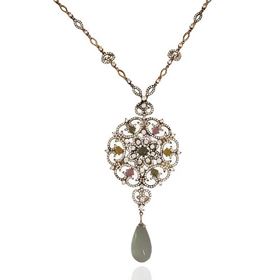 Foto de 32-0533G - *OFERTA* GARGANTILLA PLATA PIEDRAS COLOR 10CM 45CM