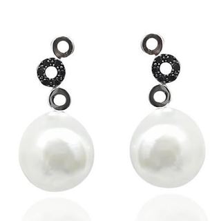 Foto de 22-110626 - *OFERTA* PENDIENTES PLATA CIRCONITA B-N PERLA 27MM