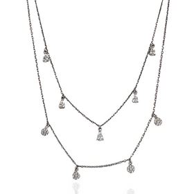 Foto de 25-0062 - GARGANTILLA PLATADOS CADENAS CIRCONITA 45CM (ALARGADOR 5CM)