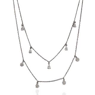 Foto de 25-0062 - GARGANTILLA PLATADOS CADENAS CIRCONITA 45CM (ALARGADOR 5CM)