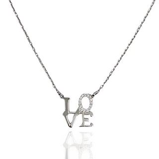 Foto de 25-0063G - GARGANTILLA PLATA "LOVE" CIRCONITA 15MM 40CM (ALARGADOR 5CM)