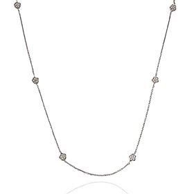 Foto de 25-0141G - GARGANTILLA PLATA FLORES CIRCONITA 90CM