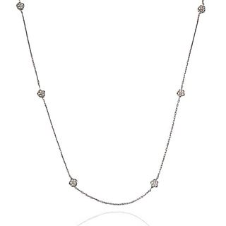 Foto de 25-0141G - GARGANTILLA PLATA FLORES CIRCONITA 90CM