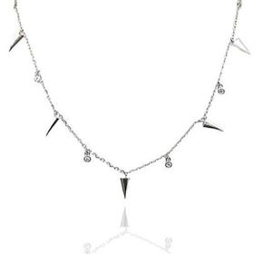 Foto de 25-1356G - GARGANTILLA PLATA PINCHOS 10MM CIRCONITAS 2.5MM 40CM (ALARGADOR 3CM) 