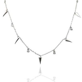 Foto de 25-1356G - GARGANTILLA PLATA PINCHOS 10MM CIRCONITAS 2.5MM 40CM (ALARGADOR 3CM) 