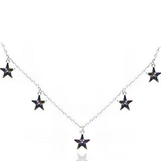 Foto de 25-1375G - GARGANTILLA PLATA ESTRELLAS PIEDRAS COLOR 9MM 42CM + 5CM