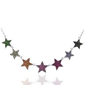 Foto de 25-1741 - GARGANTILLA PLATA ESTRELLAS COLOR 10MM 40CM (ALARGADOR 3CM)