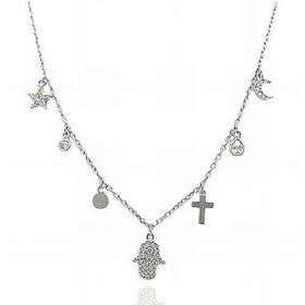 Foto de 25-1995G - GARGANTILLA PLATA 7 MOTIVOS CIRCONITA 42CM (ALARGADOR 3CM)