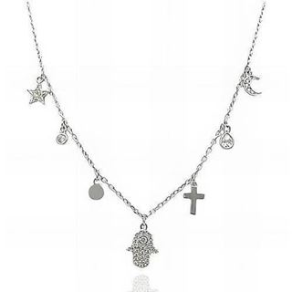 Foto de 25-1995G - GARGANTILLA PLATA 7 MOTIVOS CIRCONITA 42CM (ALARGADOR 3CM)