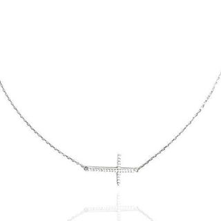 Foto de 25-2113G - GARGANTILLA PLATA CRUZ CIRCONITA 20MM 42CM (ALARGADOR 3CM)