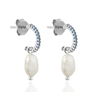 Foto de 18-AG151686 - PENDIENTES PLATA ARO PIEDRAS COLOR 11MM PERLA 10MM 