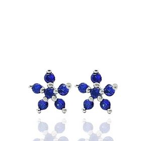 Foto de 25-0446A - PENDIENTES PLATA FLOR CIRCONITA AZUL 6MM