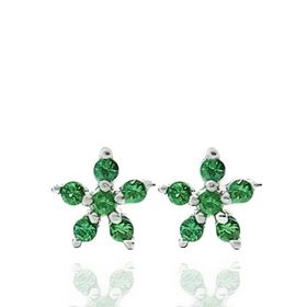 Foto de 25-0446V - PENDIENTES PLATA FLOR CIRCONITA VERDE 6MM