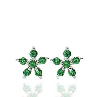 Foto de 25-0446V - PENDIENTES PLATA FLOR CIRCONITA VERDE 6MM