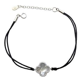 Foto de 25-0540 - *OFERTA* PULSERA PLATA TRÉBOL NÁCAR 19MM 17CM (ALARGADOR 3.5CM)